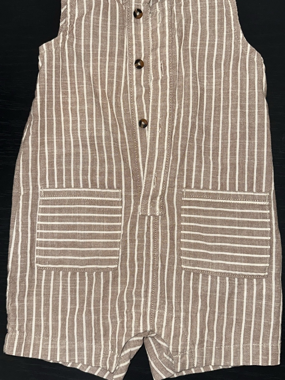 Carter's Brown and White Striped Sleeveless Romper